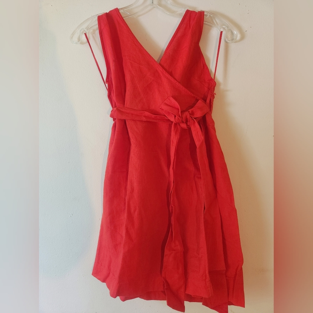 Free People Red Linen Dress L